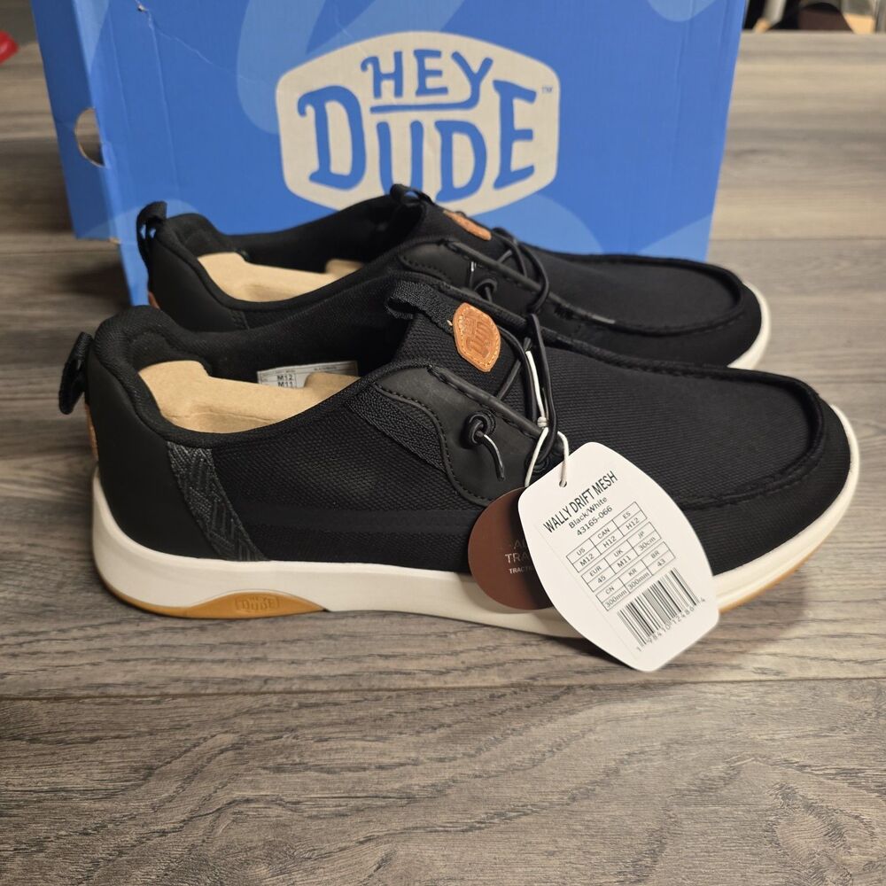 Hey Dude WALLY DRIFT MESH Men's NEW Slip-On Shoes Black Size 10